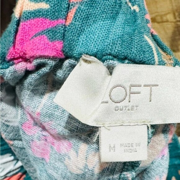 Loft linen blend floral Mini Skirt USM pockets comfort festival office boho - Picture 4 of 5